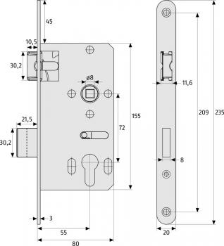 Abus Einsteckschloss ESK PZ2 Universal